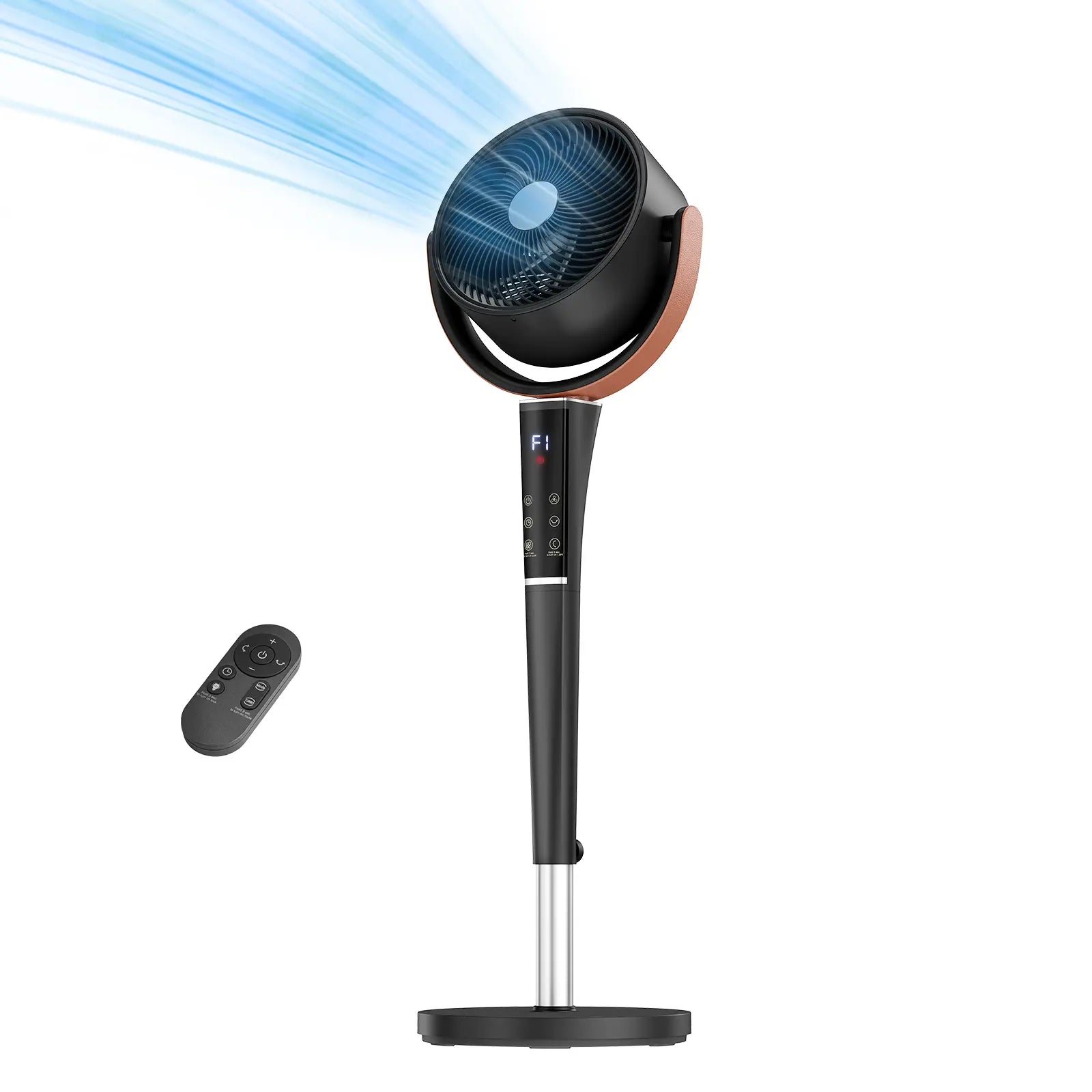 Quiet Adjustable Pedestal Fan with Remote 15 Speeds Oscillating Standing Fan for Bedroom and Home